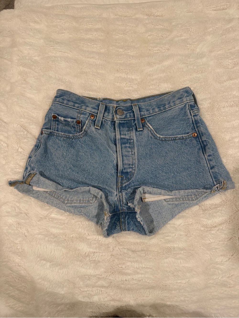 Levi’s High-Rise Light Blue Denim Shorts